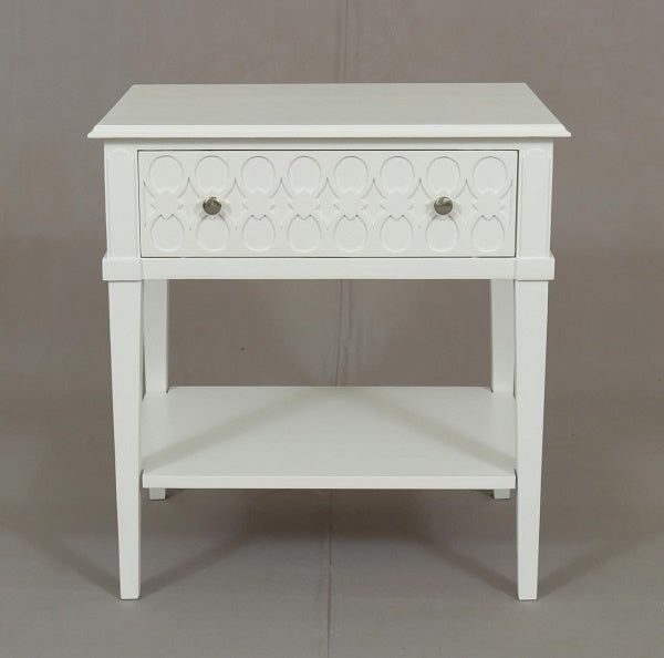 Kioloa Bedside w/1 drawer White  Semi Gloss finish