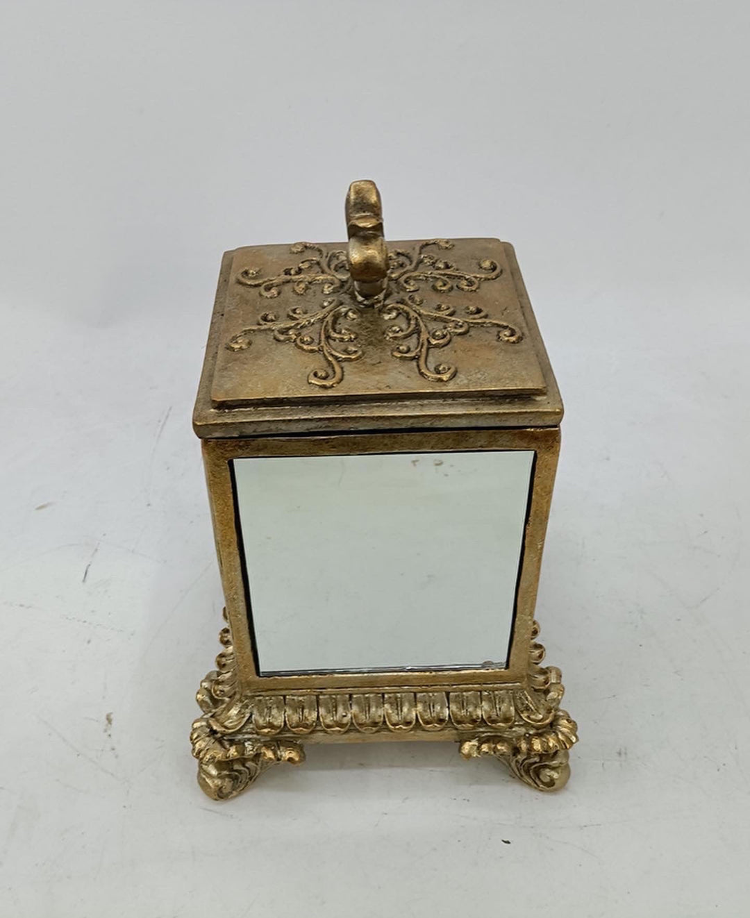 Rustic Gold Mirror Trinket Box