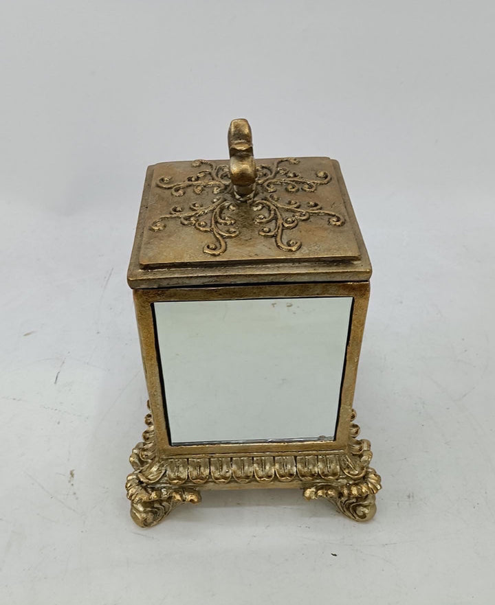 Rustic Gold Mirror Trinket Box