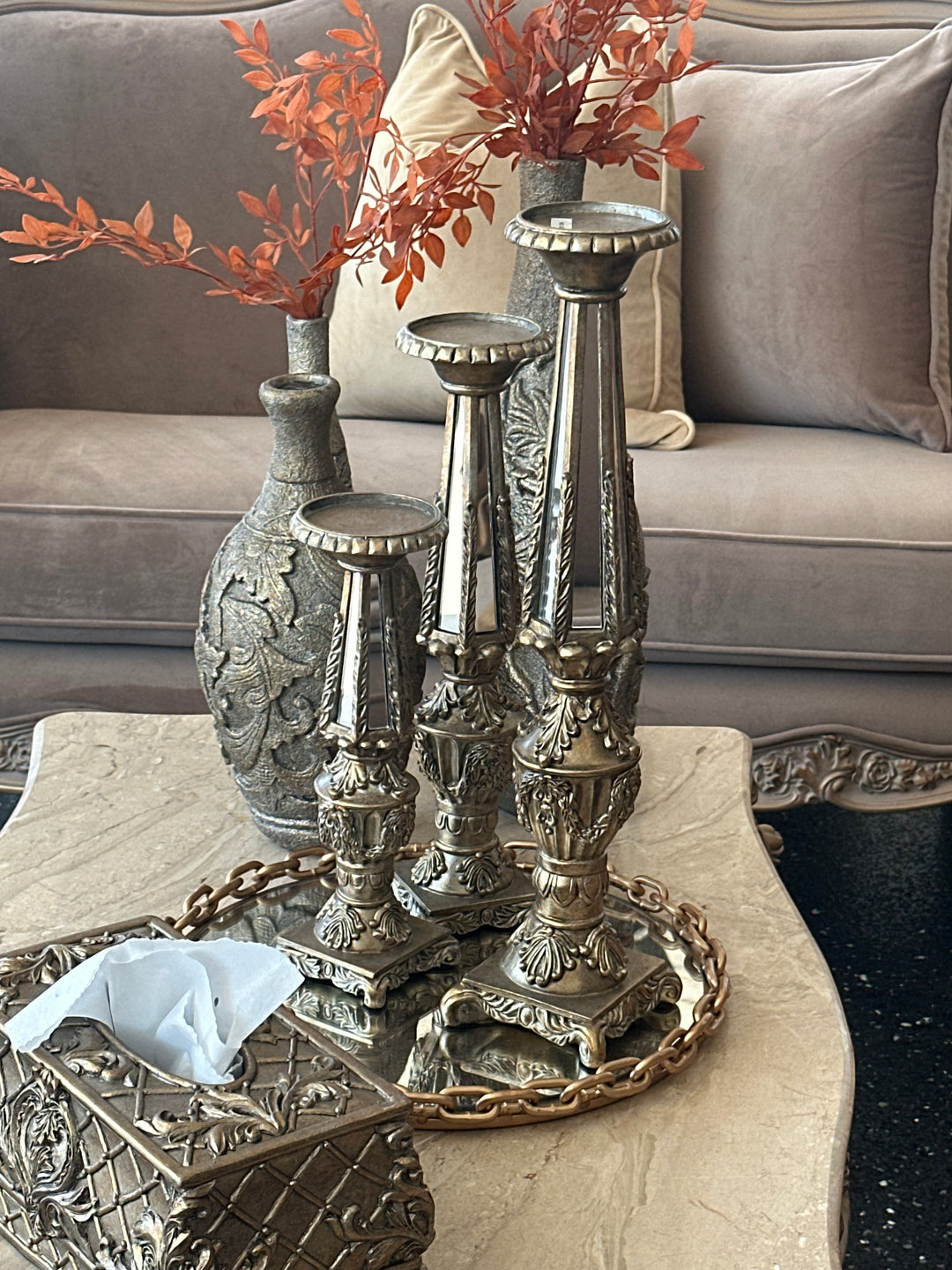 Victorian Gold Rustic Candle Holder- Large Only