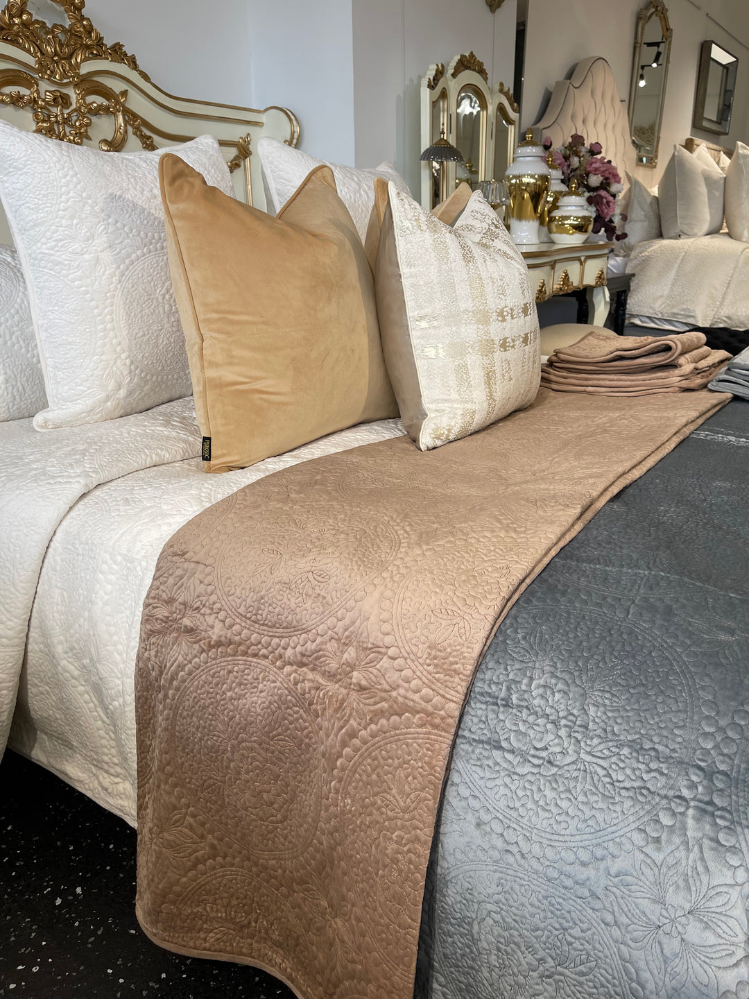 Brown Velvet Coverlet Set