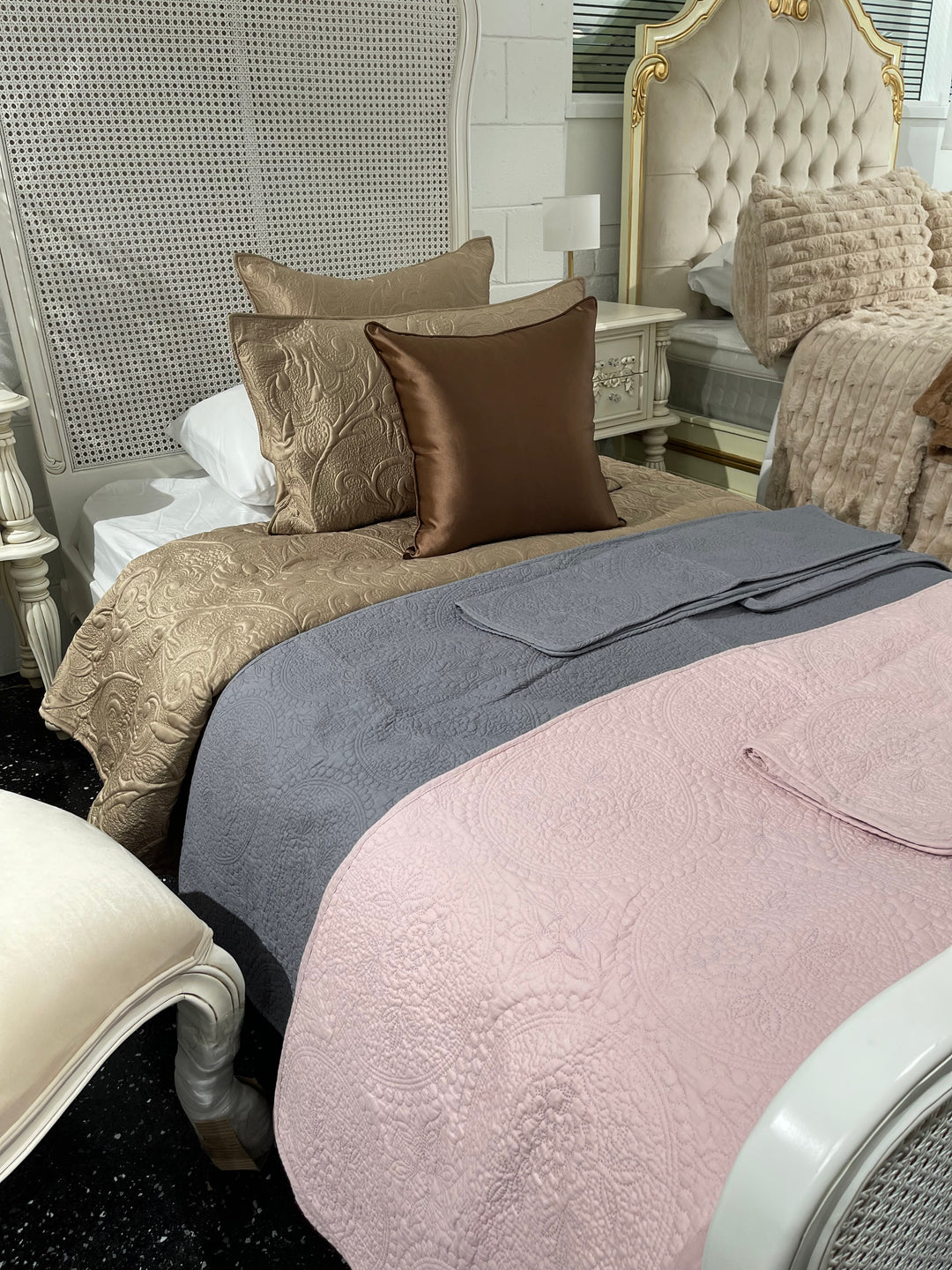 Grey Cotton Coverlet Set