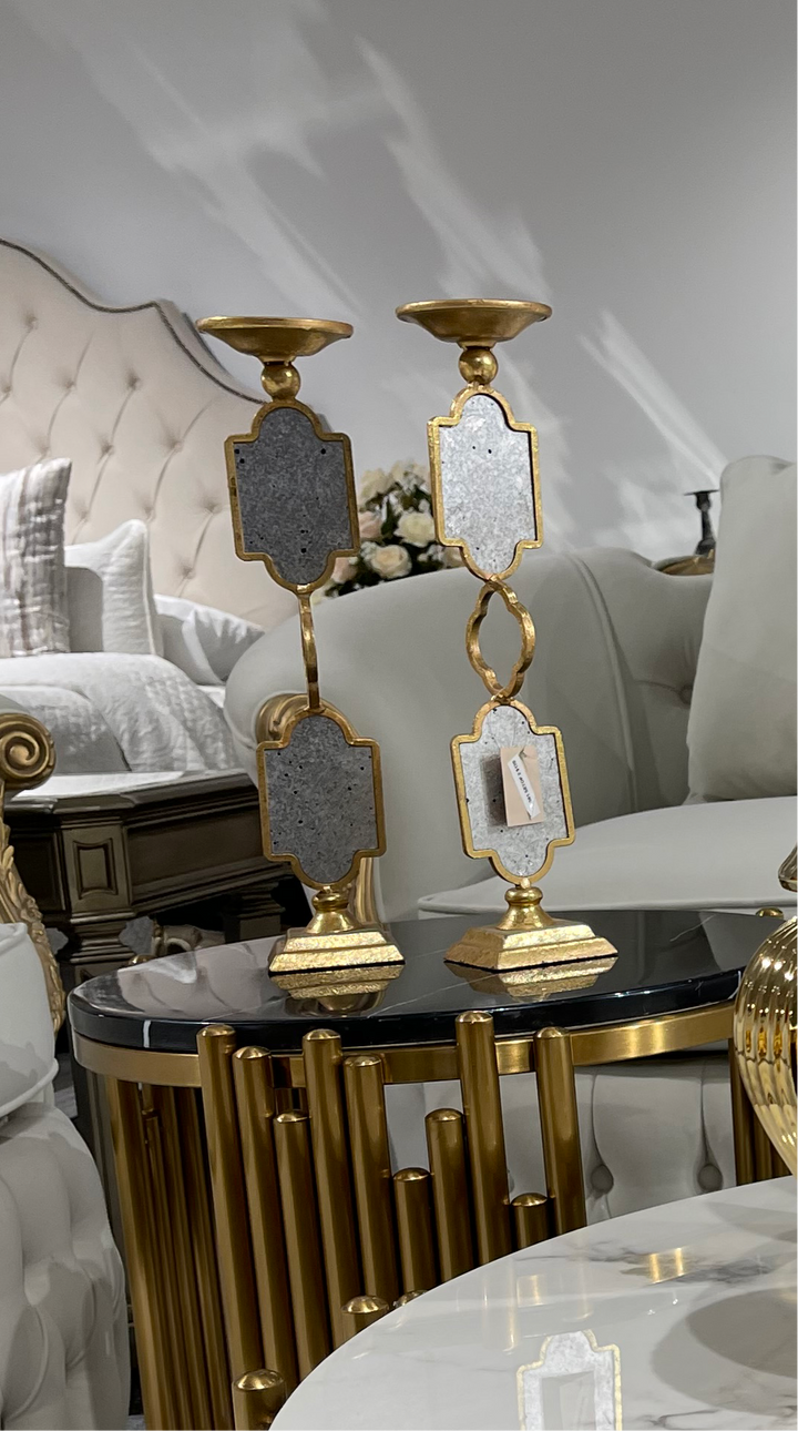 Gold Mirror Antique Candle Holders