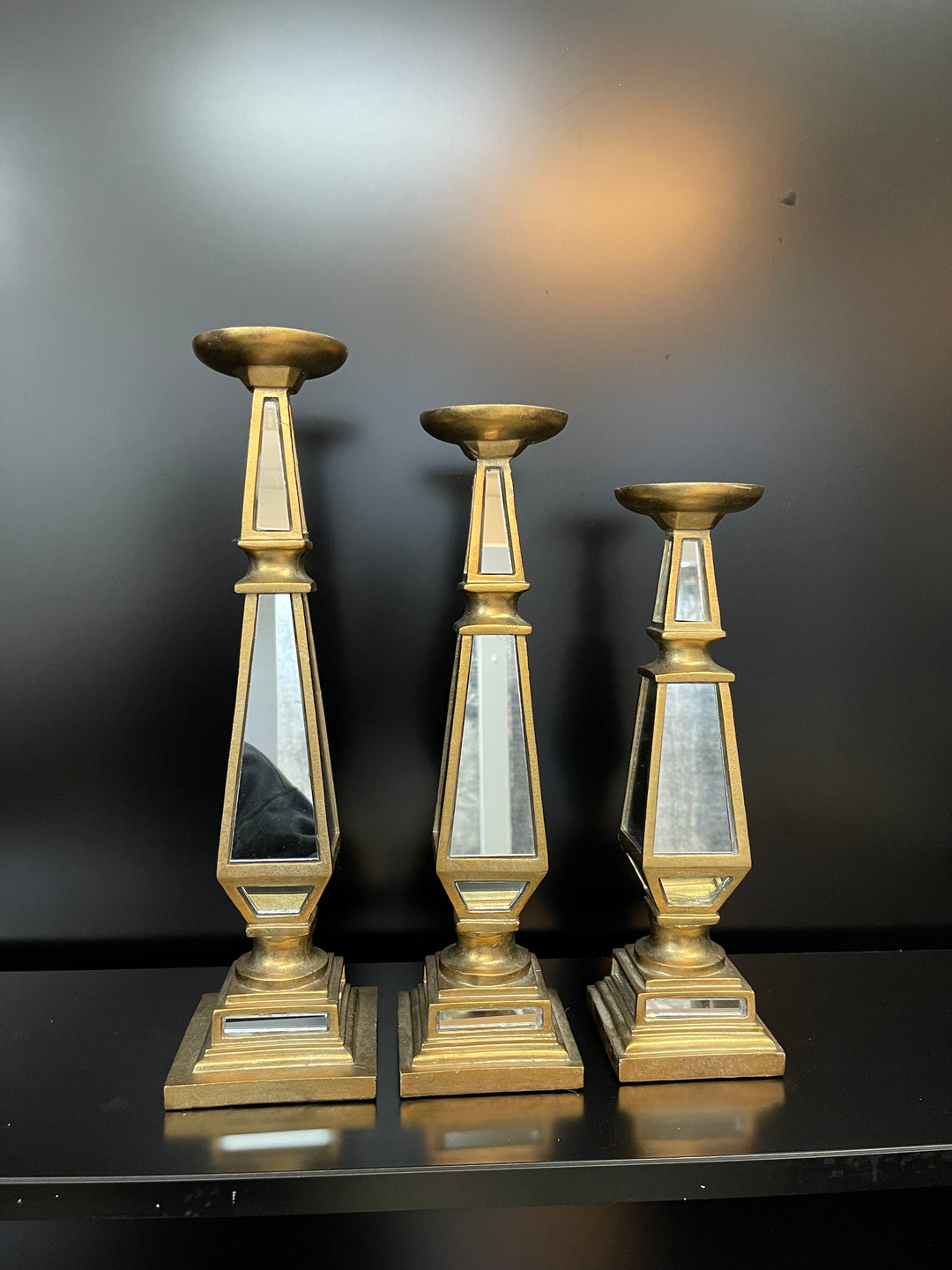 Mirrored Rustic Gold Candle Holders