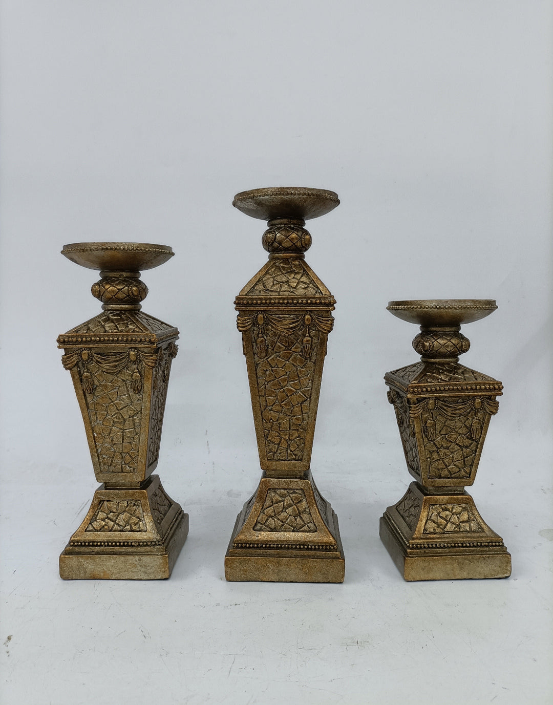 Rustic Gold Cloy Candle Holders