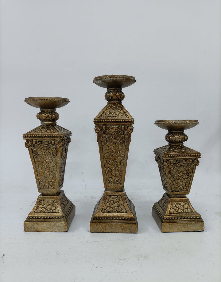 Rustic Gold Cloy Candle Holders
