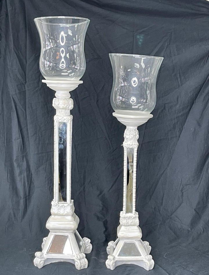 White Glass Candle Holders