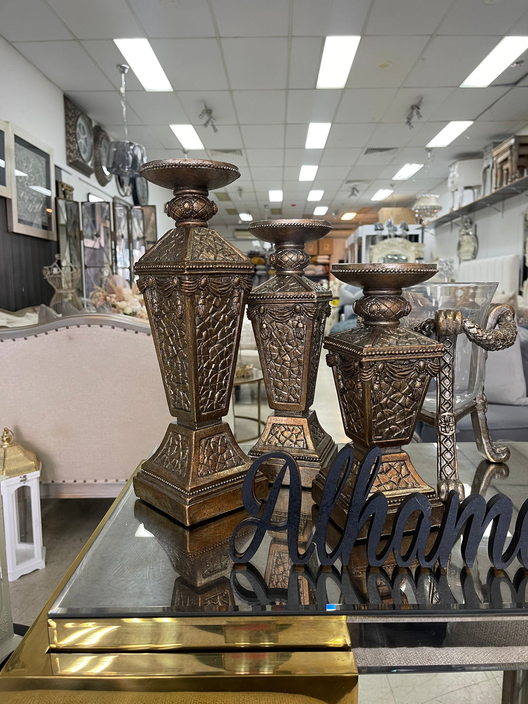 Rustic Gold Cloy Candle Holders