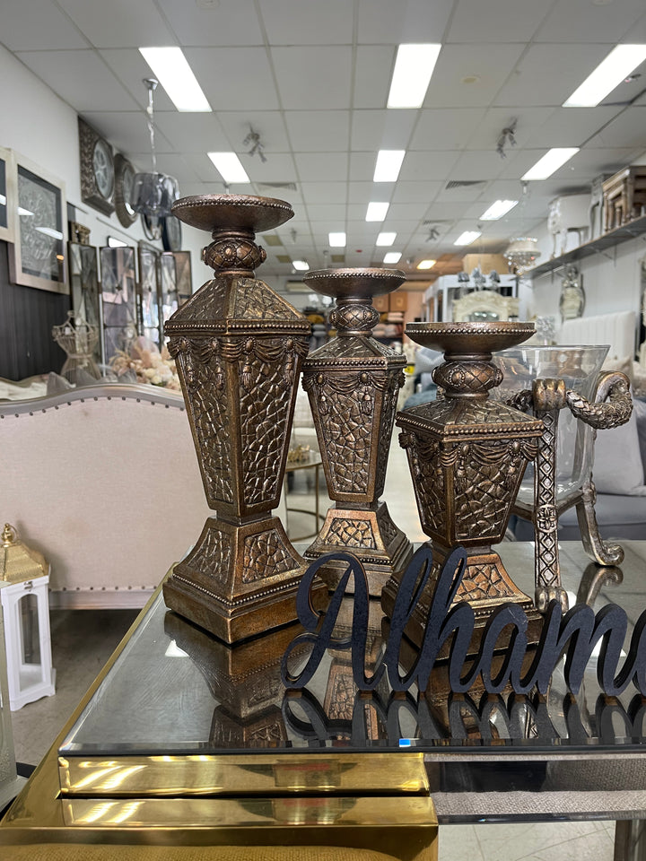 Rustic Gold Cloy Candle Holders