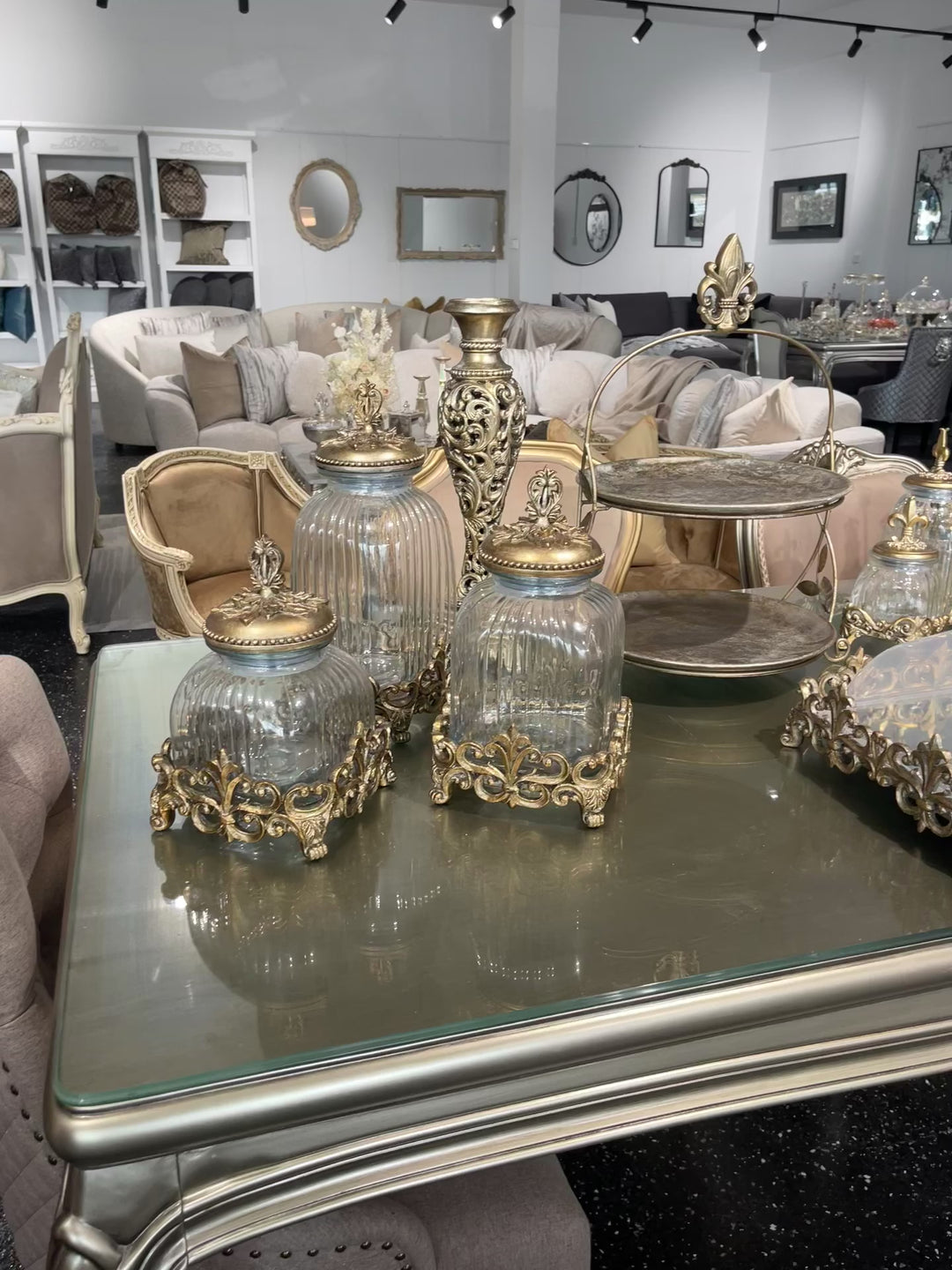 Victorian Rustic Gold Glass Jars