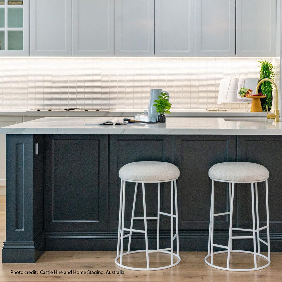 Aiden White Steel Kitchen Stool
