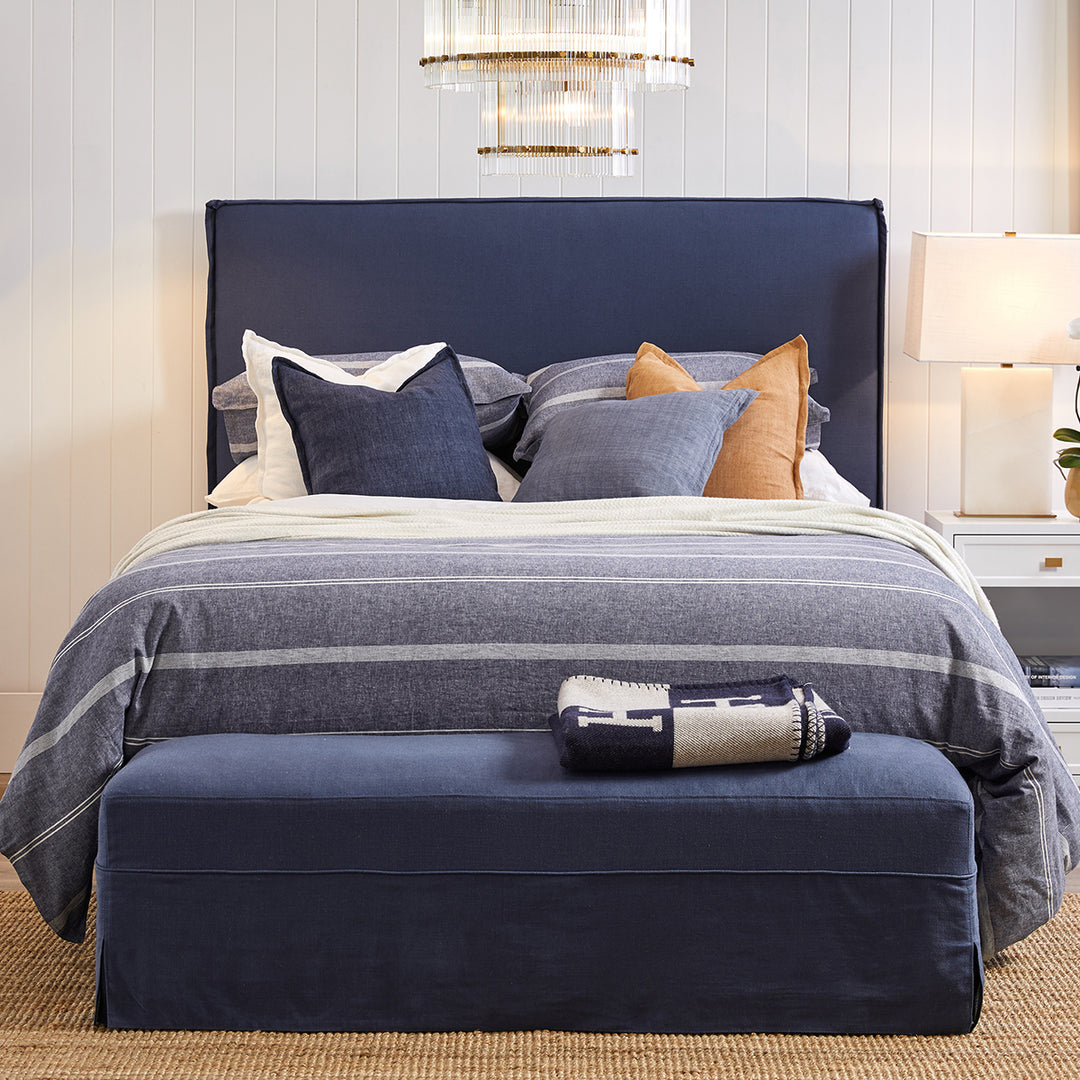 Brighton Slip Cover Queen Bedhead w Valance