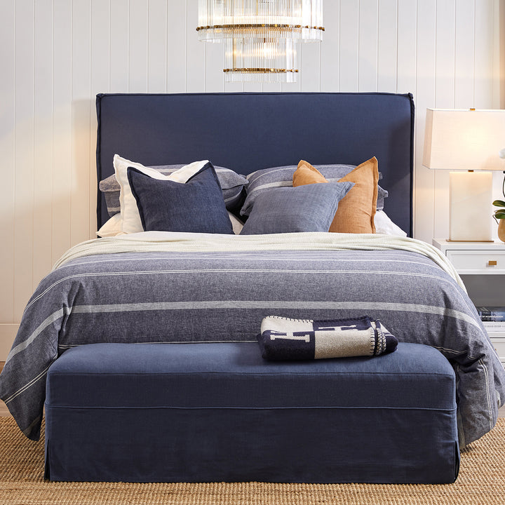 Brighton Slip Cover Queen Bedhead w Valance