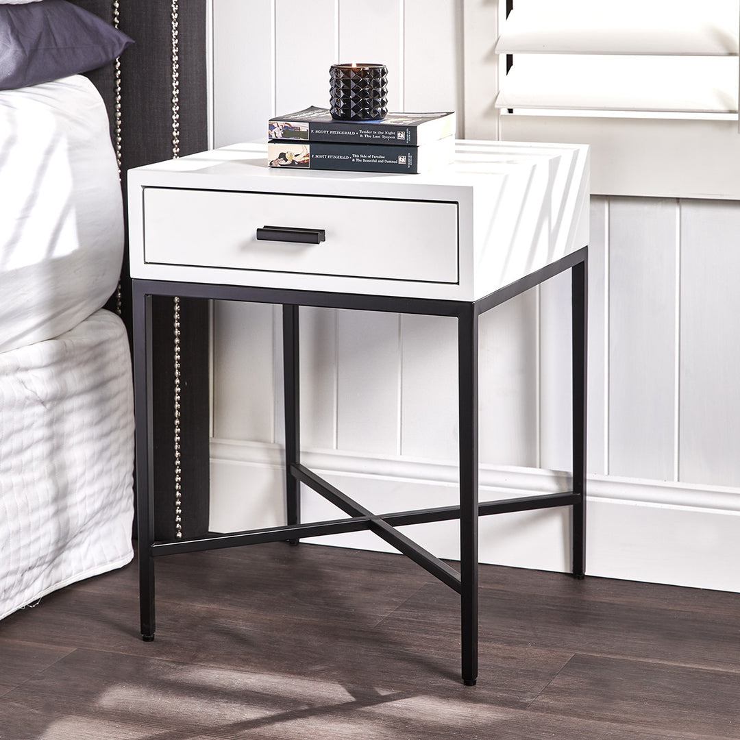 Nessa White Bedside Table