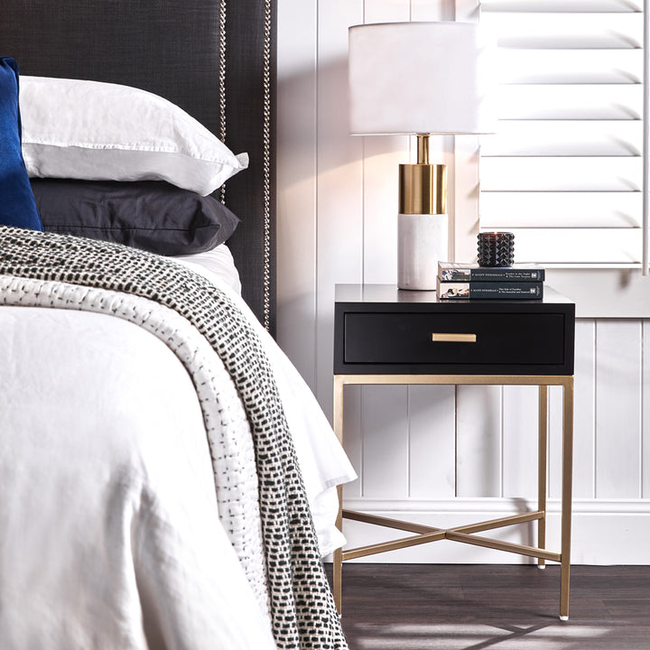 Nessa Black Bedside Table
