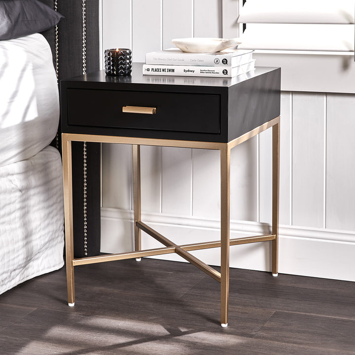 Nessa Black Bedside Table
