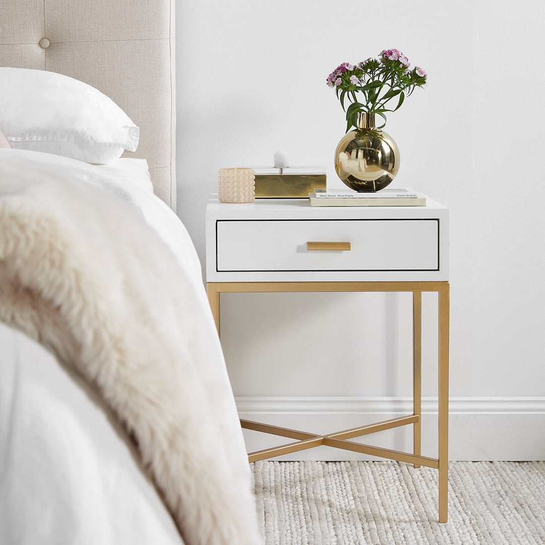 Nessa White Bedside Table
