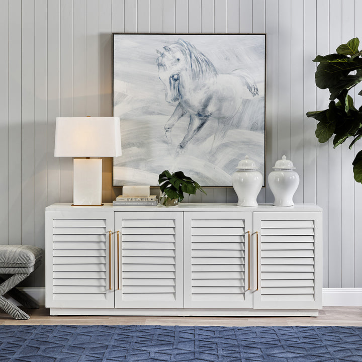 White Stallion Left Hand Facing Oil On Canvas Painting