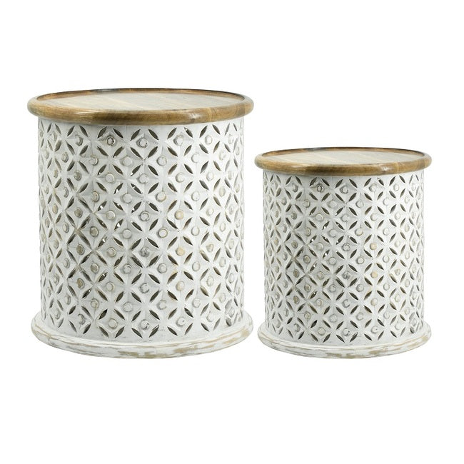 Jali Cutting set of 2 side tables. Display set available. Has coffee Table And has Dining table. Hamptons style.