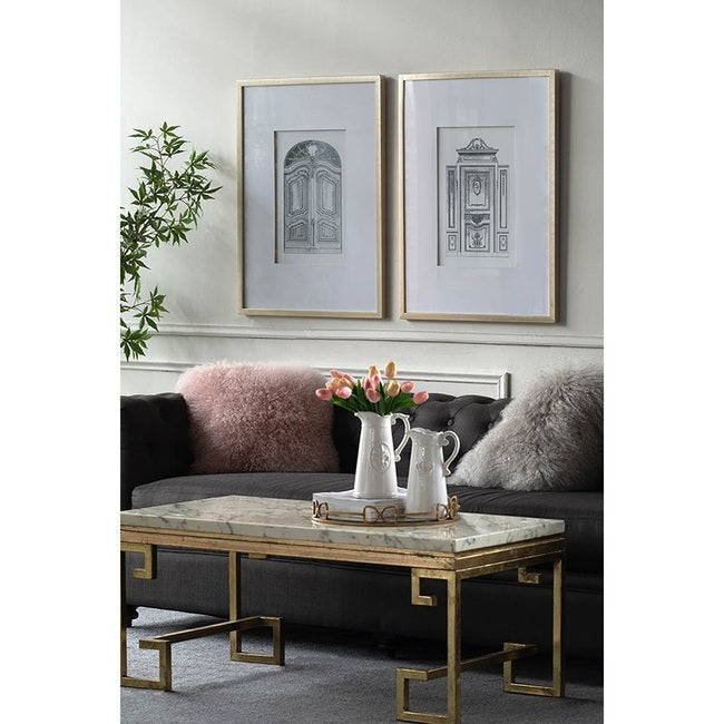 Ornate Doors Fake Pencil Wall Art set of 2. Classic architecture. Intricate renderings