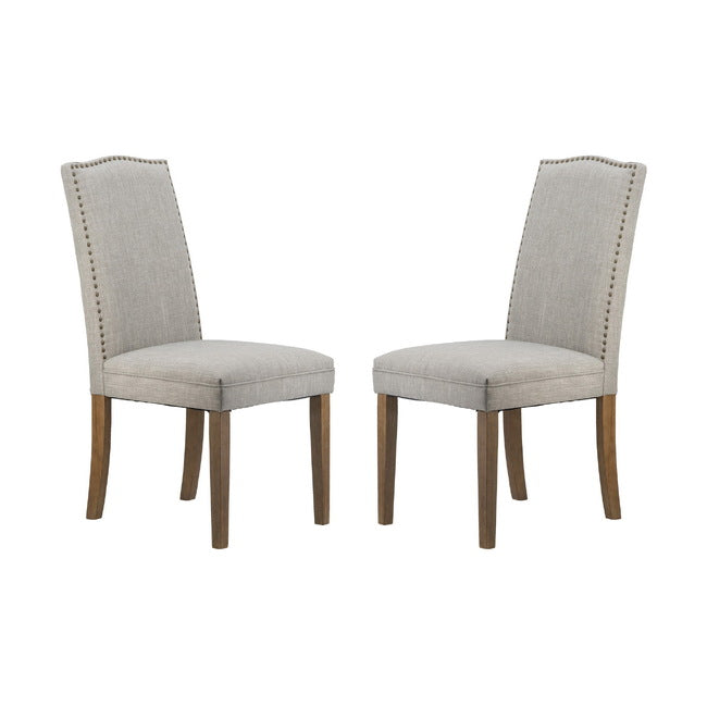 Studded Smoky Grey Armless Dining Chairs Set of 2. Last two are showroom samples