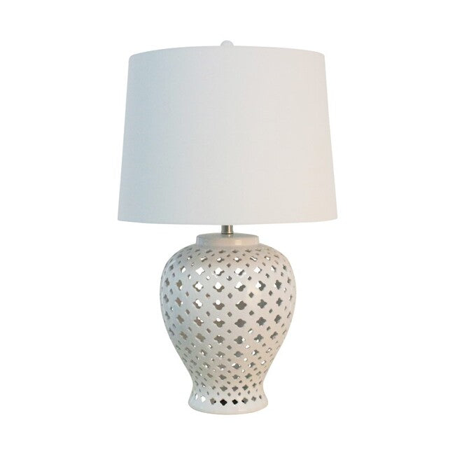 Lattice Tall White Table Lamp