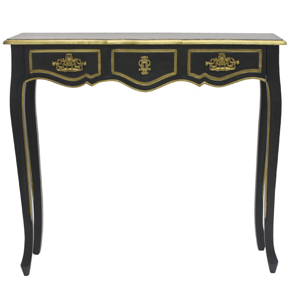 Dynasty Gold Accent Black Pettit Console 90. Touch of elegance to your living room or hallway with this Black & Gold Regal Console Table