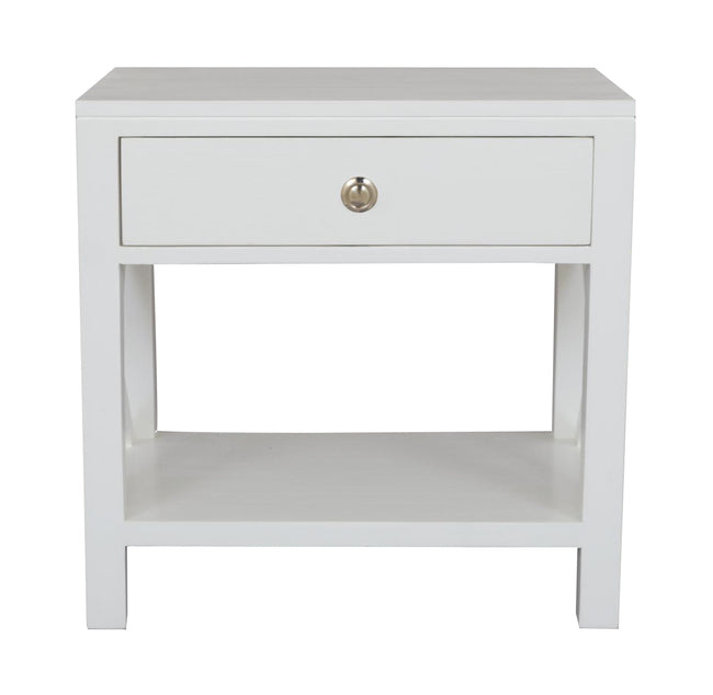 Catalina Crossed  Bedside/Side Table  w/Shelf White