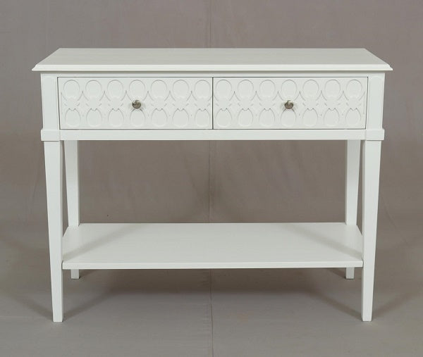 Kioloa Console w/2 drawers White uted Semi Gloss finish