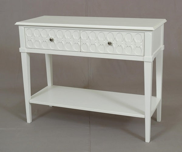 Kioloa Console w/2 drawers White uted Semi Gloss finish