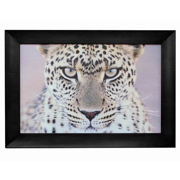 Leopard Portrait Wall Art 110x80cmh African-themed artwork. Solid Frame.